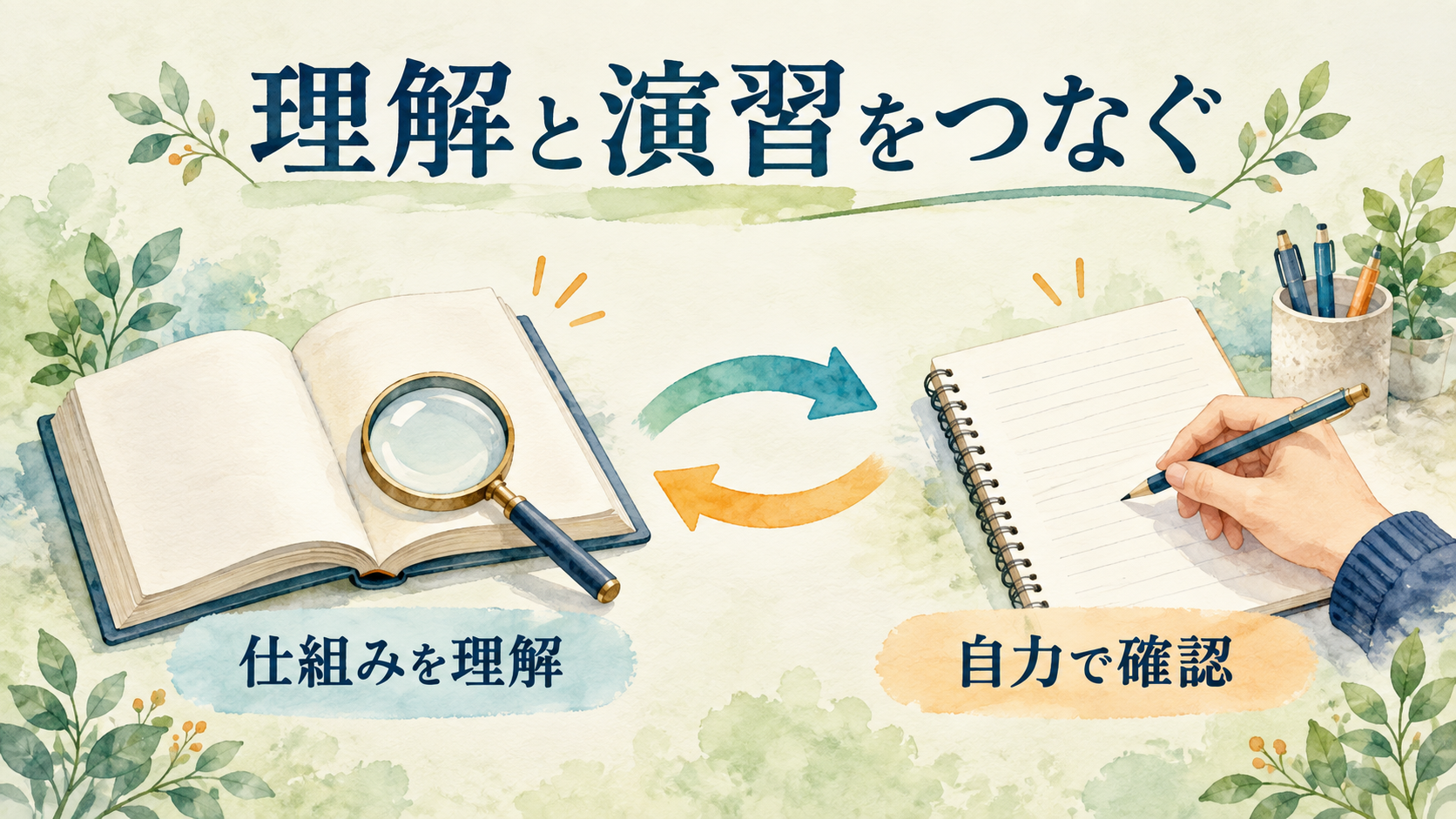 文法の仕組みを理解し演習で自力確認する往復の図解