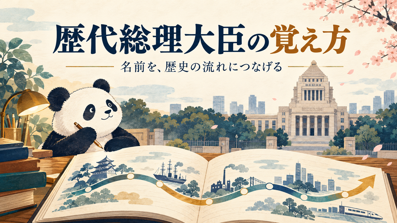 歴代総理大臣を歴史の流れで覚えるアイキャッチ