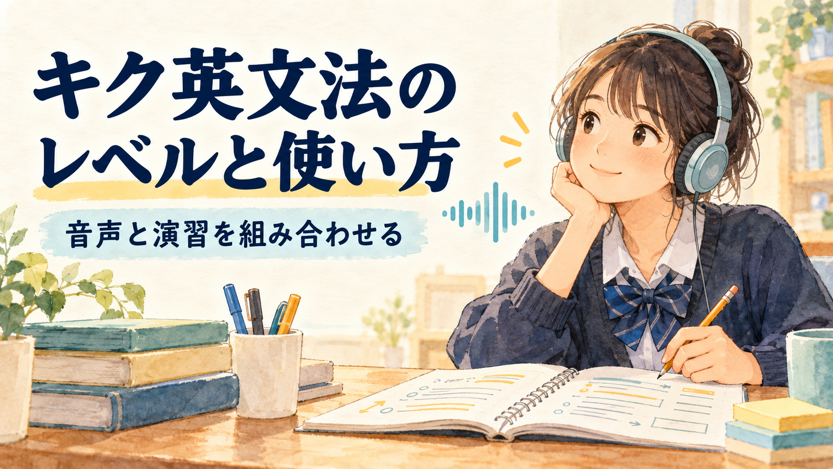 キク英文法を音声と演習で学ぶ学習イラスト