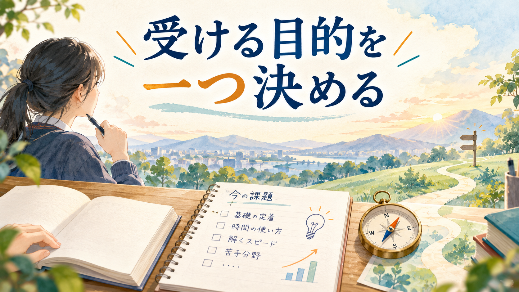 模試を受ける目的を一つ決める学習イラスト