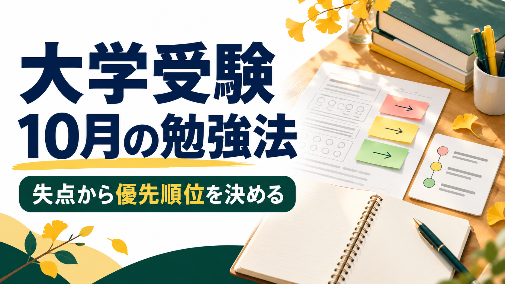 大学受験10月の勉強法と失点からの優先順位を表したアイキャッチ