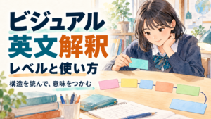 ビジュアル英文解釈のレベルと使い方と書かれたアイキャッチ
